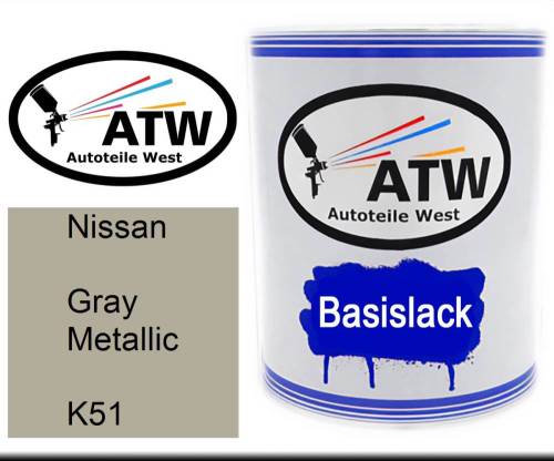 Nissan, Gray Metallic, K51: 1L Lackdose, von ATW Autoteile West.